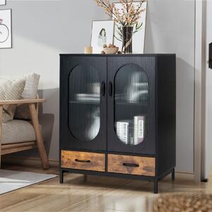 COSTWAY Credenza da Cucina, Mobile Buffet da Terra con 2 Cassetti