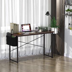 Costway Scrivania per computer 121cm, Tavolo resistente per casa ufficio con scompartimento laterale Caffè