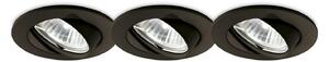 3 Faretti Ad Incasso Swing Metallo Nero 1 Luce Gu10
