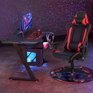 Costway Sedia da gioco ergonomica con schienale e bracciolo regolabili supporto lombare, Sedia da gaming girevole Rosso