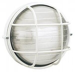 Applique Piccola Gabbia Industriale Tonda Alluminio E Vetro Bianco 1 Luce E27