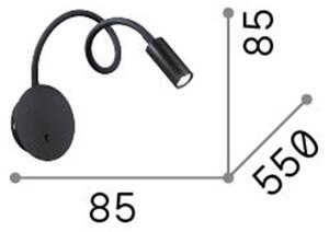 Applique Moderna Focus-2 Metallo Bianco Led 3,5W 3000K Luce Calda