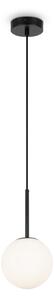 Lampadario Minimal Basic Form Piccola Metallo Nero 1 Luce Diffusore Bianco