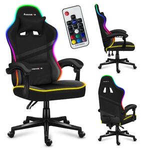 Huzaro Force 4.4 | Illuminazione LED RGB Sedia da gioco Sedia da ufficio Sedia ergonomica in tessuto | Poggiatesta Cuscino lombare Funzione dondolo | Nero
