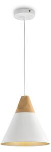 Sospensione Minimal Bicones Metallo Legno Bianco Oro 1 Luce