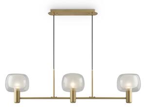 Lampadario Contemporaneo Vision Alluminio Oro 3 Luci Diffusori Vetro Trasp