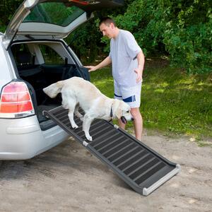 Costway Rampa pieghevole per animali domestici con telaio in metallo fibbie di bloccaggio, Rampa da viaggioper cani Nero