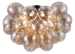 Plafoniera Contemporanea Baldo Metallo Nichel 8 Luci Diffusori Cognac