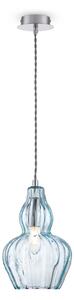 Sospensione Contemporanea Eustoma Metallo Nichel 1 Luce Diffusore Vetro Blu