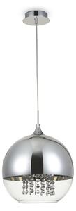 Lampadario Contemporaneo Fermi Metallo Nichel 1 Luce Diffusori Vetro Trasparente