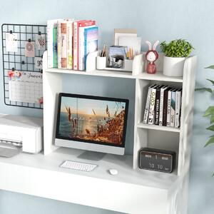 Costway Libreria da scrivania con 4 ripiani e scomparto aperto, Scaffale a 3 livelli da tavolo multiuso Bianco