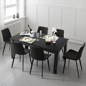 Costway Tavolo da pranzo rettangolare allungabile con gambe robuste, Tavolo moderno sala da pranzo per 8 person Nero