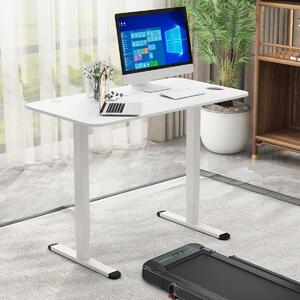 Costway Scrivania elettrica con altezza regolabile foro passacavi portata 80kg, Tavolo per computer da ufficio Bianco