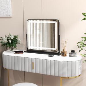 Costway Specchio toletta con 3 modalità di illuminazione a colori luminosità regolabile, Specchio ruotabile a 360° Nero
