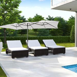 Costway Ombrellone da giardino doppia faccia con manovella tetti ventilati, Ombrellone con struttura metallica Beige