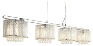 Lampadario Contemporaneo Elisa Ii Acciaio Cromo Alluminio Argento 4 Luci G9