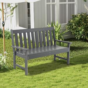 Costway Panchina per 2 persone da esterno con schienale e braccioli, Panchina da giardino in HDPE resistente Grigio