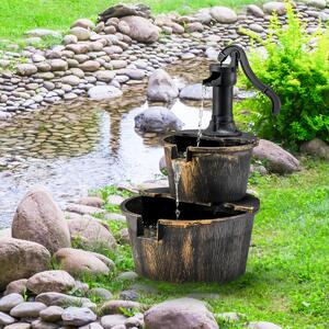 Costway Fontana da giardino a 2 livelli con pompa regolabile ricircolo di acqua, Fontana rustica a cascata Bronzo antico