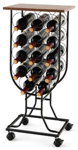 Costway Portabottiglie per vino con ruote staccabili e bloccabili, Mobile  porta vino con struttura in metallo Nero