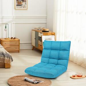 Costway Sedia imbottita da pavimento regolabile in 14 posizioni, Poltrona da pavimento 105x56x15cm Azzurro