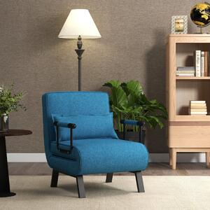 Costway Divano letto trasformabile con schienale regolabile in 6 posizioni cuscino rimovibile, Divano chaise lounge Blu