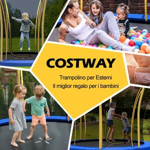Costway Trampolino elastico da esterno con bordo di protezione, Tappeto elastico a forma di fiore da 305cm Giallo