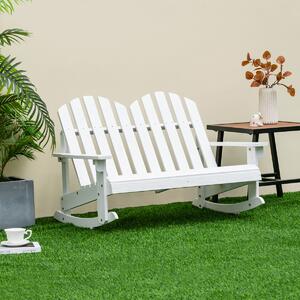 Costway Sedia a dondolo adirondack per 2 bambini, Panchina a dondolo da esterno con sedile a doghe portata 100kg Bianco