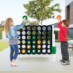 Costway Forza 4 gigante con canestro e gioco di lancio, Gioco da esterno per bambini e adulti 84x33x79 cm Bianco