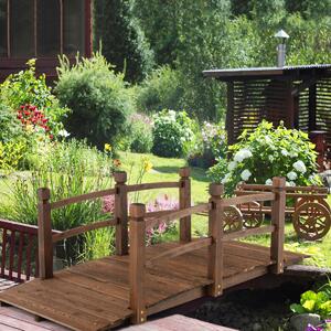 Costway Ponte in legno da giardino 1,7m con ringhiere di sicurezza e portata 180kg, Ponte ad arco decorativo Marrone