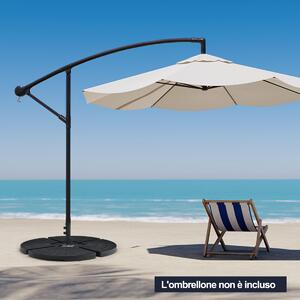 Ombrelloni Da Spiaggia Base Per Ombrellone Offset Con Vassoio Per Pesi - 4 Pezzi, Riempibile D'Acqua O Sabbia, Nero Ombrellone Bar