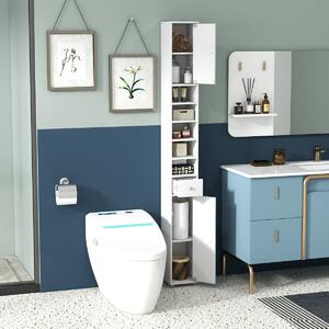 Costway Mobile colonna da bagno con 2 ante 1 cassetto e 5 ripiani regolabili, Colonna bagno da terra salvaspazio Bianco