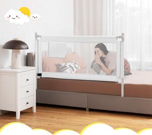 Costway Sponda letto bambini 145cm con spugna antiurto tasca laterale, Protezione letto per bambini in metallo Bianco