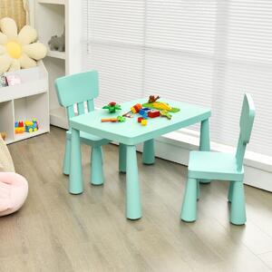 Costway Set con tavolo e 2 sedie per bambini, Set con tavolo e 2 sedie per mangiare disegnare scrivere e fare lavoretti Verde