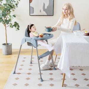Costway Seggiolone convertibile con doppio vassoio rimovibile a 2 posizioni, Seggiolone per bambini 6 - 36 mesi Grigio
