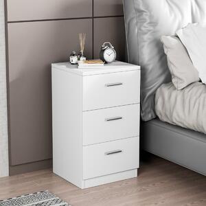 Costway Cassettiera a tre cassetti moderna in legno truciolato Mobiletto per camera da letto 38x35x66cm Bianco