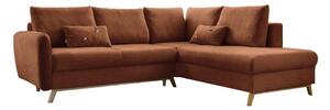 Divano letto angolare arancio mattone L, angolo destro Scandic Lagom - Miuform