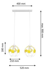 Lampadario a sospensione per bambini STARS 2xE27/15W/230V giallo/bianco