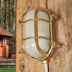 Moretti Luce Applique ovale da esterno in ottone Bengt, vetro opalino