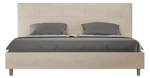 Letto Matrimoniale Queen Size 150x200 cm Senza Rete Imbottito in Microfibra Mika Sabbia