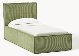Letto singolo in velluto a coste con spazio contenitore aggiuntivo Dream