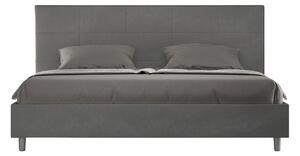 Letto Matrimoniale Queen Size 150x190 cm Senza Rete Imbottito in Microfibra Mika Grigio