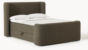 Letto boxsrping in bouclé con contenitore Perla