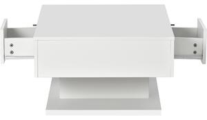 Tavolino da Salotto Moderno con 2 Cassetti e Illuminazione LED Multicolore, Bianco