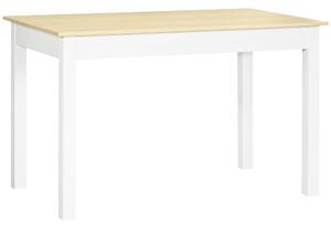 HOMCOM Tavolo da Pranzo 4-6 Posti Design Moderno per Cucina e Soggiorno, 119x70x75cm, Bianco e Legno