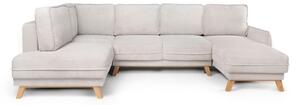 Divano angolare beige allungabile (con penisola a sinistra/a forma di "U") con rivestimento in velluto a coste Tori – Bonami Selection