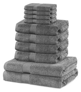 Set di 8 asciugamani grigi e 2 asciugamani da bagno Marina Silver - DecoKing