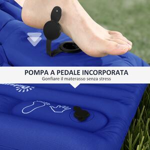 Outsunny Materasso Gonfiabile Singolo con Pompa a Pedale Incorporata, in Plastica 190T, 195x70x10 cm, Blu