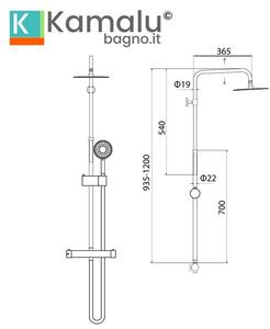 Colonna doccia design tondo con soffione, doccetta e flessibile | L6700 - KAMALU