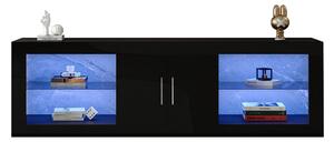 Mobile TV Moderno Nero con LED 16 Colori e Controllo Bluetooth, Ante in Alto Lucido e Ripiani Regolabili, Nero