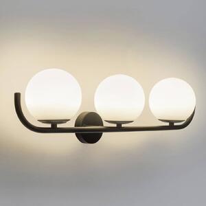 Forlight applique Sfera Triple, nero, vetro, larghezza 58 cm